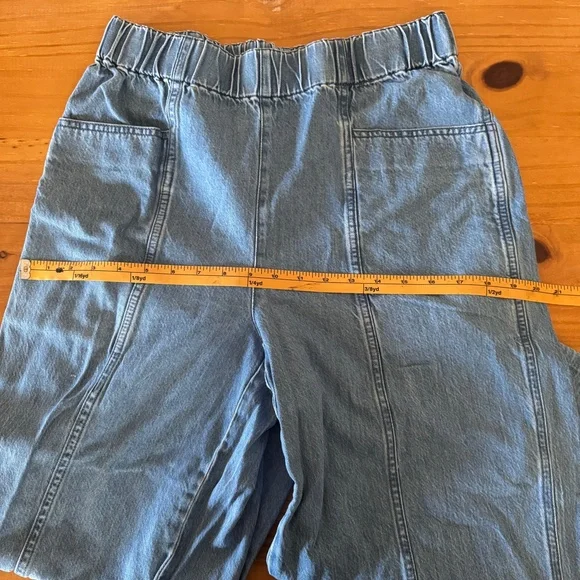 Madewell, Light Wash Denim, Pull-On, Wide Leg Pant, Cropped, Women's, Small - Picture 7 of 11